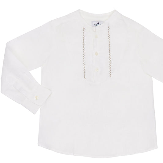 CONJUNTO CAMISA LINO BERMUDA CUADROS CAFÉ