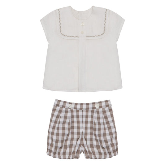 CONJUNTO CAMISA LINO SHORT CUADROS