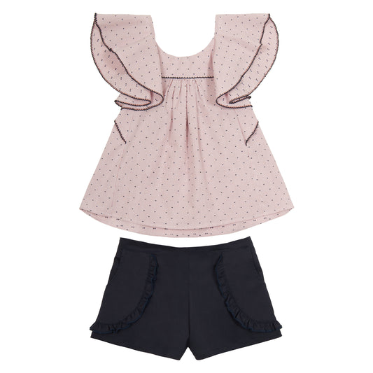 CONJUNTO SHORT Y BLUSA PLUMETTI