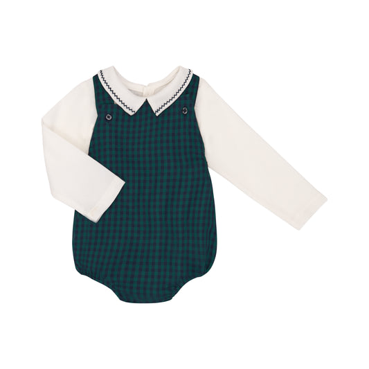 RANITA CUADROS VERDES CAMISA BLANCA