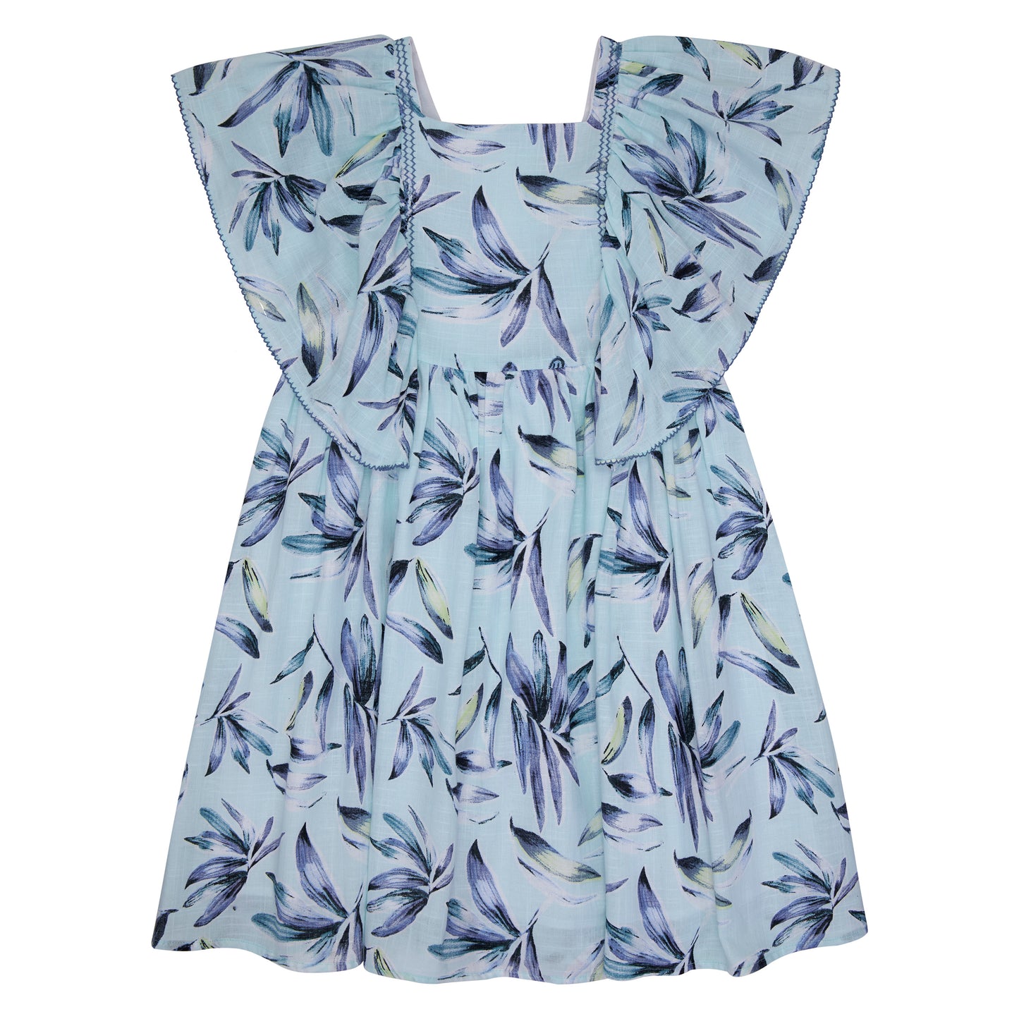 VESTIDO LINO FLORES AZUL