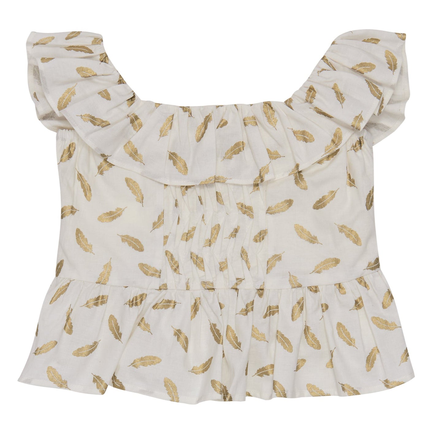 CONJUNTO BLUSA Y FALDA SHORT PLUMAS