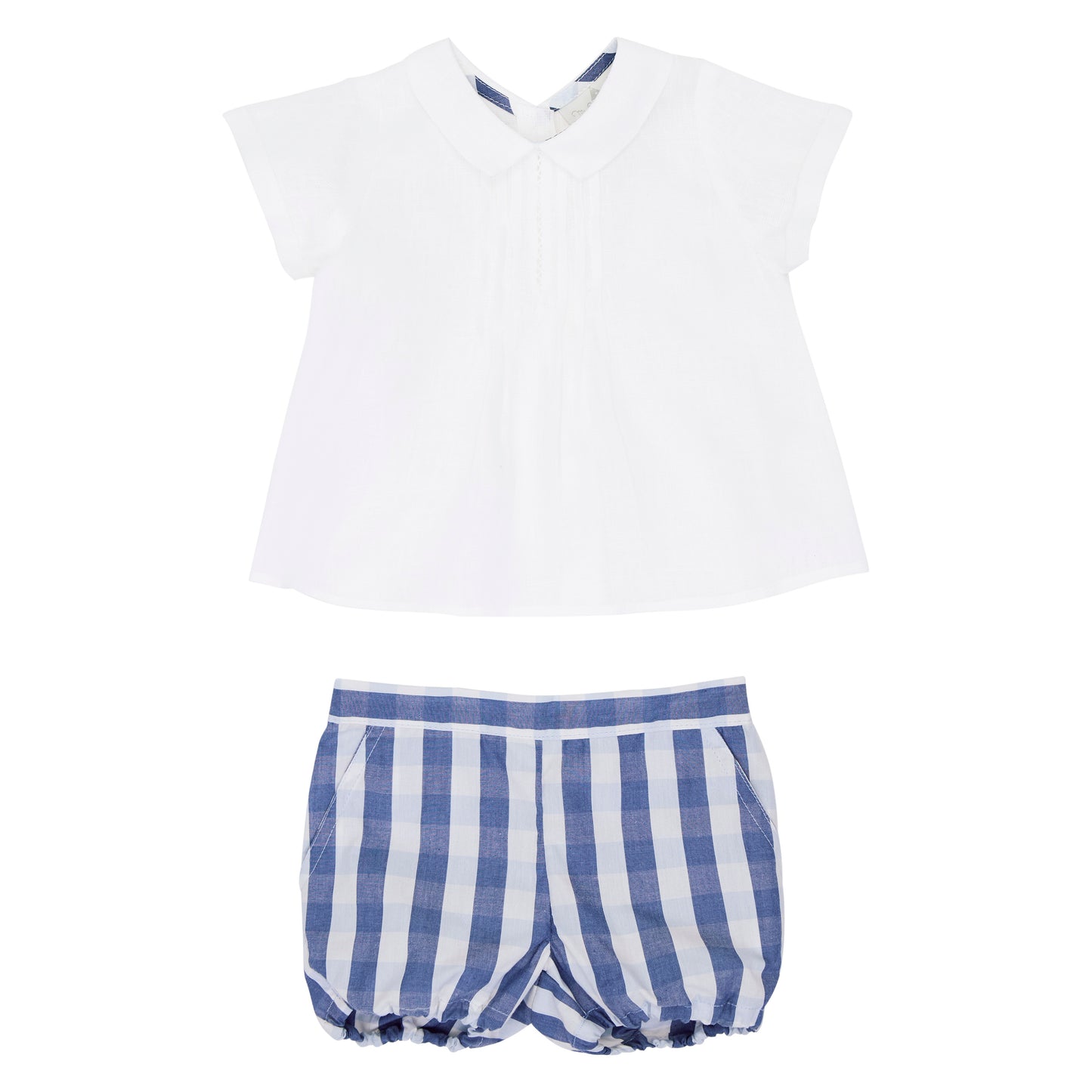 CONJUNTO CAMISA LINO Y SHORT CUADROS BEBE