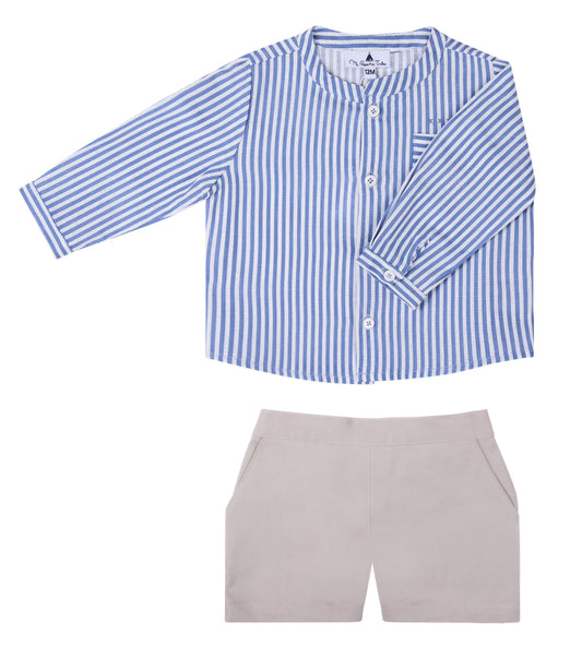 CONJUNTO BEBE CAMISA RAYAS AZUL SHORT ARENA