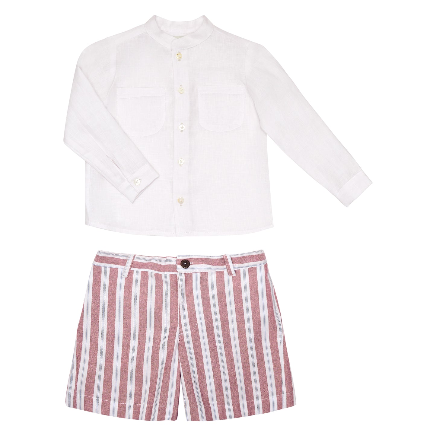 CAMISA CUELLO MAO Y BOLSAS BLANCA