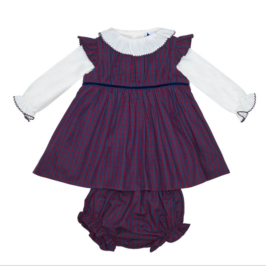 JESUSITO CUADROS MARSALA Y MARINO CON BLUSA