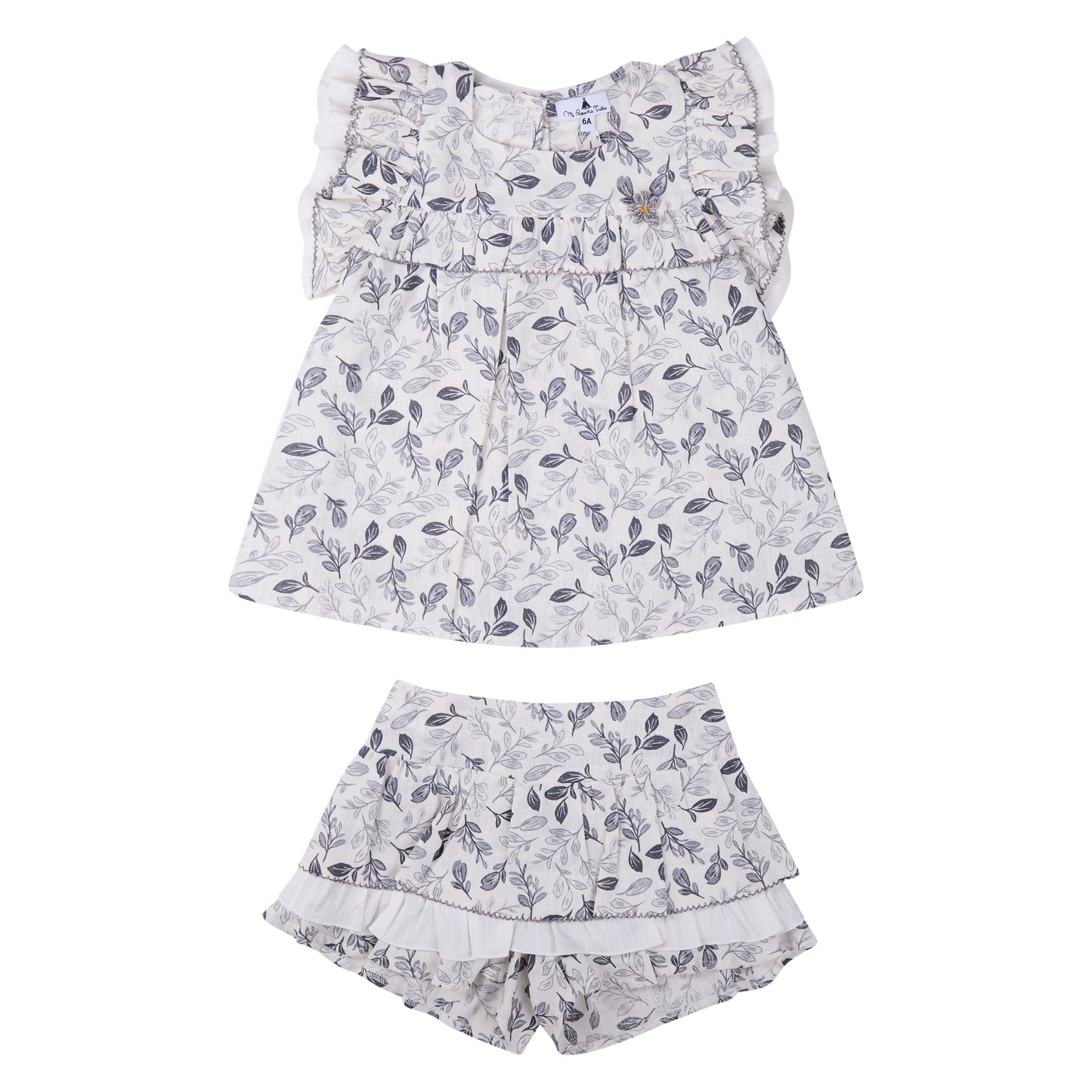 CONJUNTO BLUSA Y SHORT HOJAS GRIS