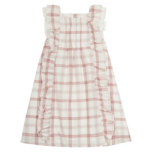 VESTIDO CUADROS DURAZNO Y MENTA