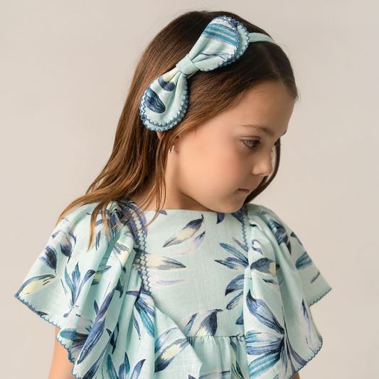 VESTIDO LINO FLORES AZUL