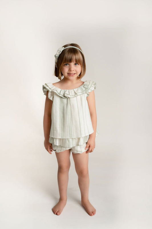 CONJUNTO BLUSA Y SHORT RAYAS VERDE