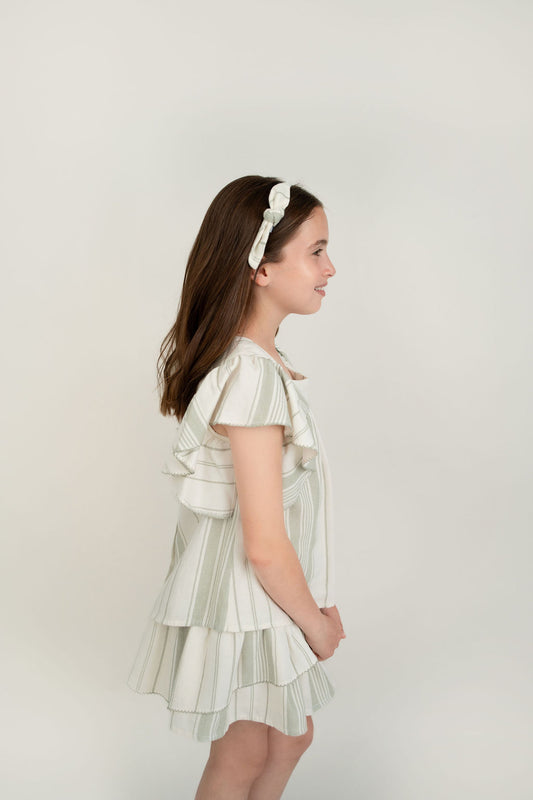 CONJUNTO BLUSA Y FALDA RAYAS VERDE