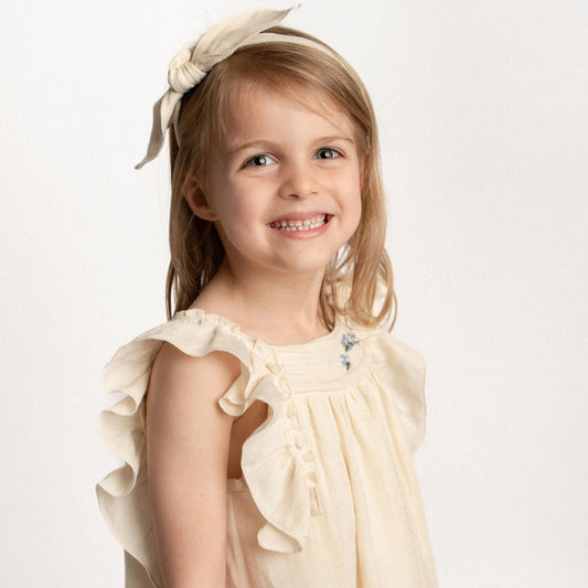 VESTIDO BEIGE BORDADO