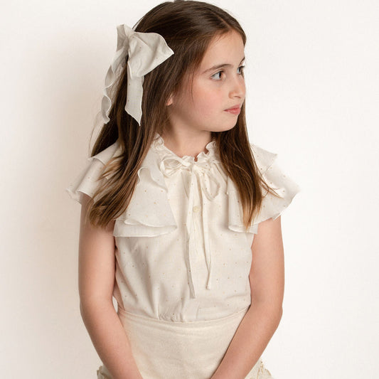 CONJUNTO BLUSA Y FALDA PUNTOS DORADOS