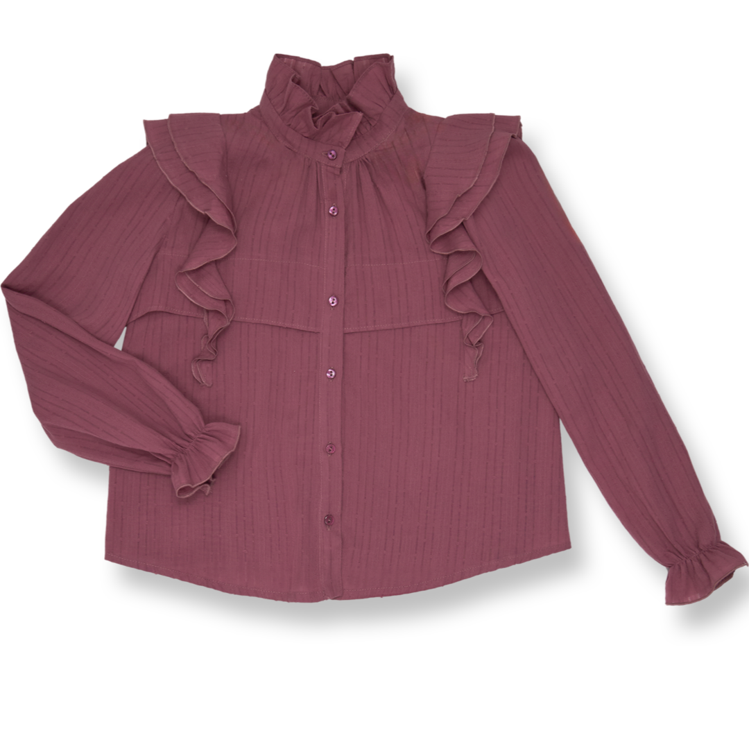 CONJUNTO BLUSA Y FALDA PLUMETTI ROSA