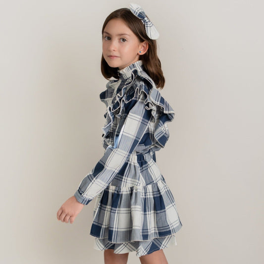 FALDA Y BLUSA CUADROS PUMBLAGO Y ARENA