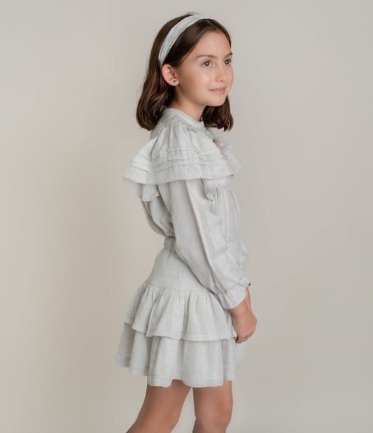 FALDA Y BLUSA GRIS PERLA