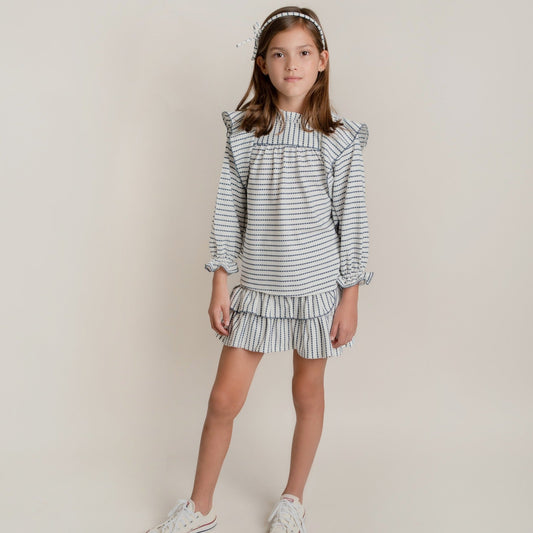 FALDA Y BLUSA RAYA PUNTO