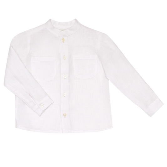 CAMISA CUELLO MAO Y BOLSAS BLANCA