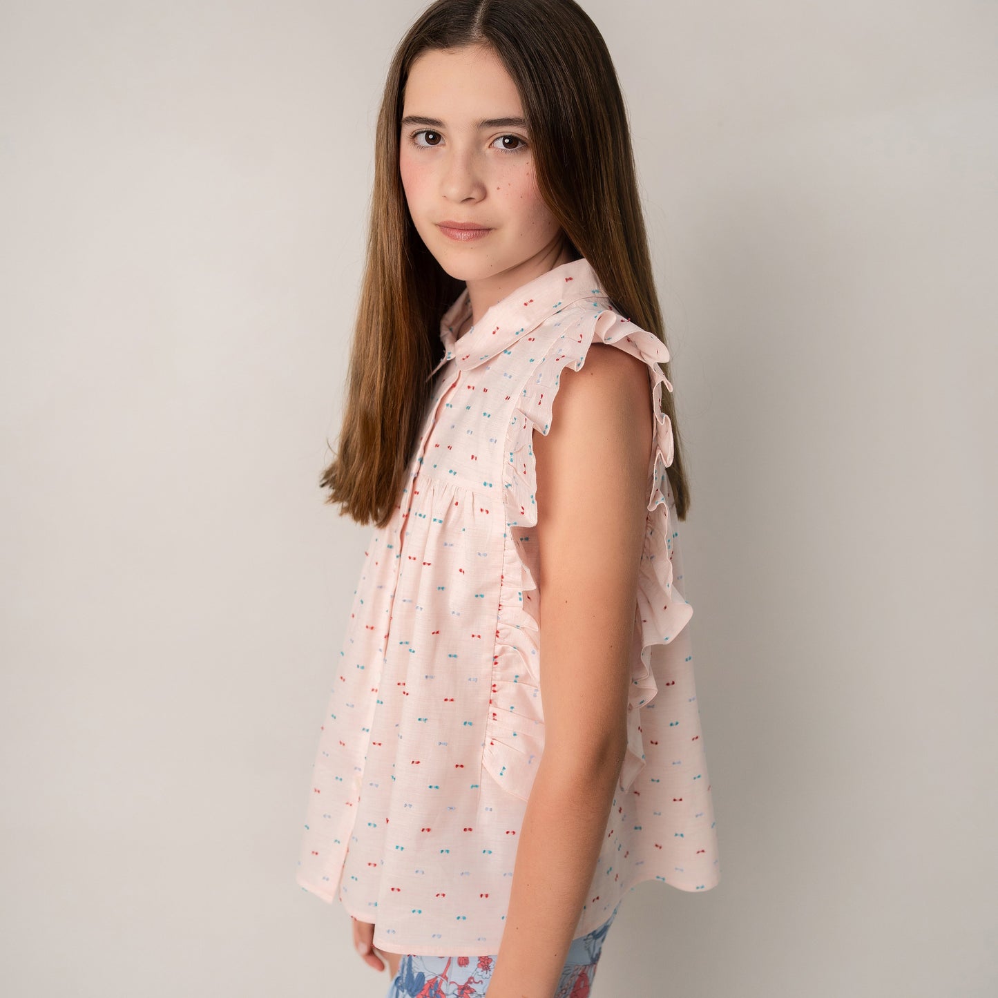 CONJUNTO BLUSA ROSA SHORT FLORES