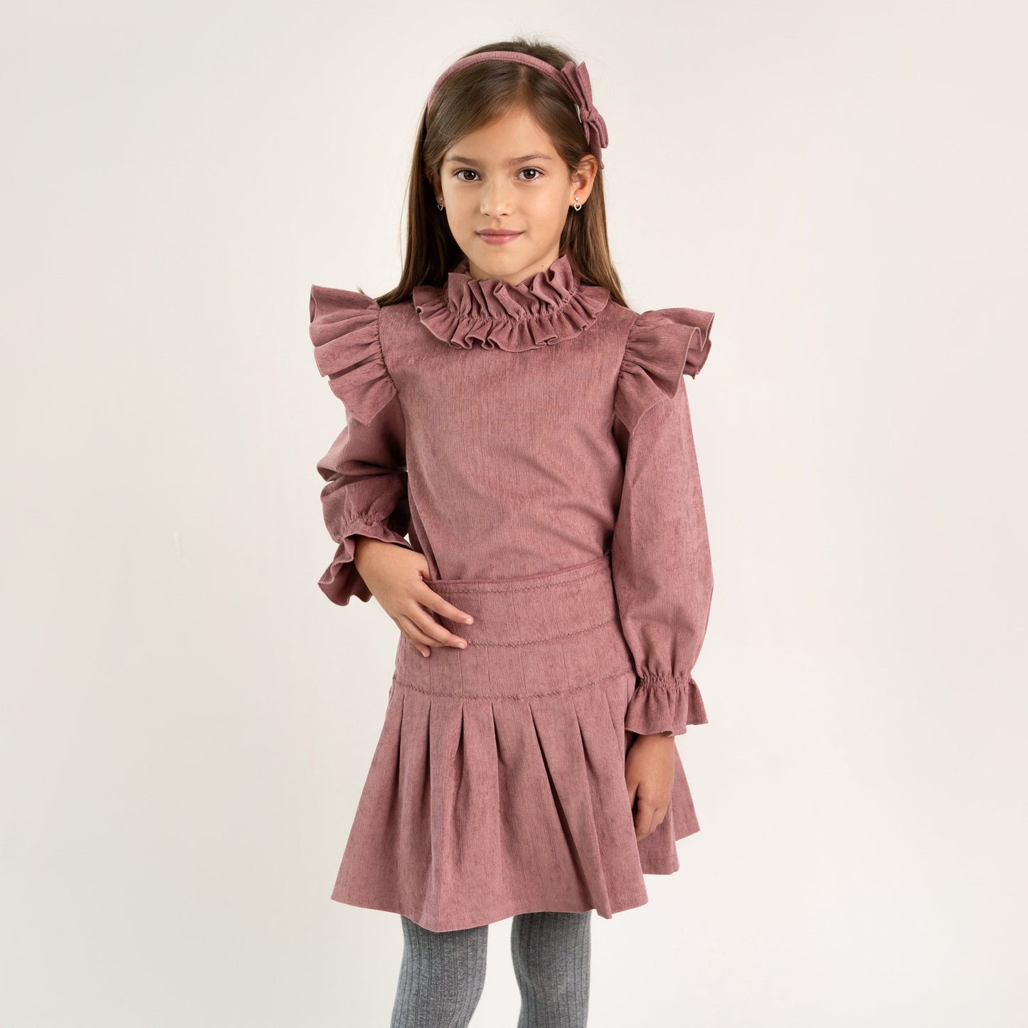 CONJUNTO BLUSA Y FALDA PANILLA ROSA