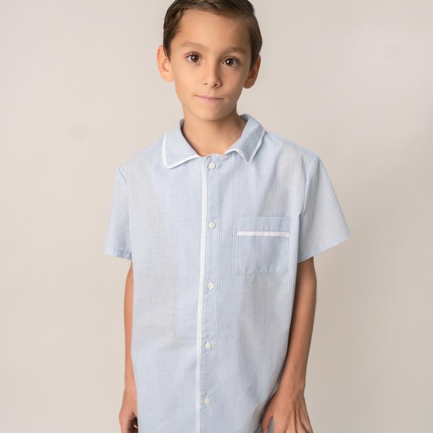PIJAMA NIÑO AZUL RAYAS