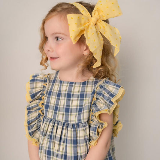 VESTIDO CUADROS AZUL CON AMARILLO