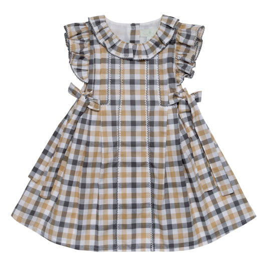 VESTIDO NIÑA CUADROS BORDADO