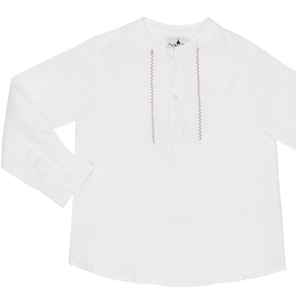 CONJUNTO CAMISA LINO BERMUDA CUADROS CAFÉ