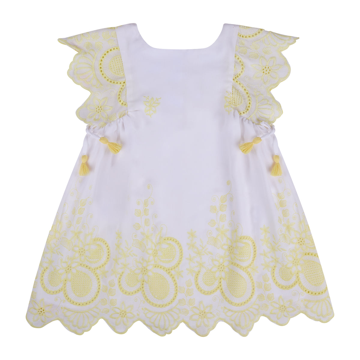 VESTIDO BLANCO CON AMARILLO CEREMONIA