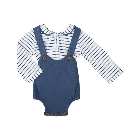 CONJUNTO CAMISA RAYAS SHORT AZUL