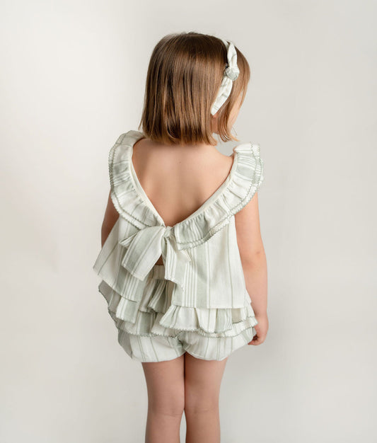 CONJUNTO BLUSA Y SHORT RAYAS VERDE