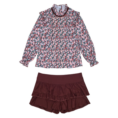 CONJUNTO BLUSA FLORES Y SHORT CHEDRON