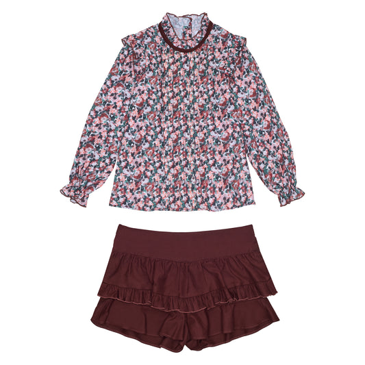 CONJUNTO BLUSA FLORES Y SHORT CHEDRON