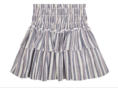 CONJUNTO BLUSA Y FALDA RAYAS AZUL ROJO