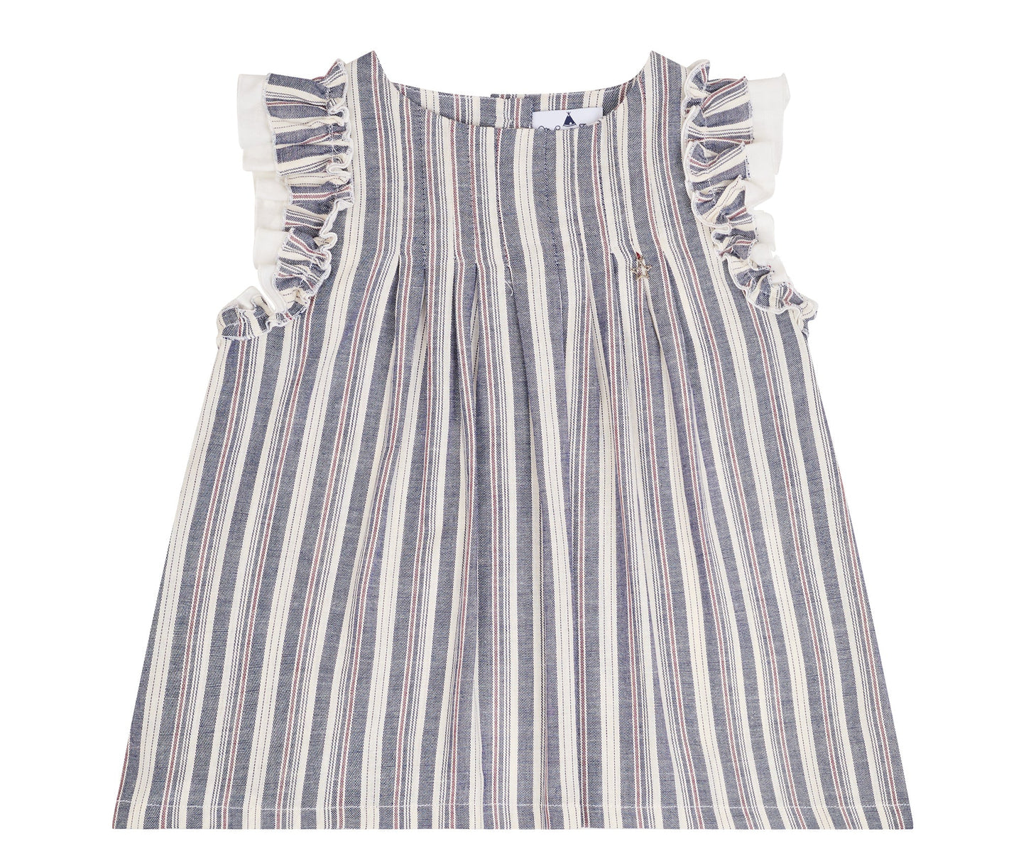 CONJUNTO BLUSA Y FALDA RAYAS AZUL ROJO