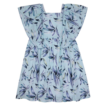 VESTIDO LINO FLORES AZUL