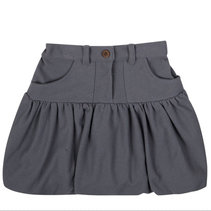 FALDA GRIS Y BLUSA RAYAS OFF WHITE