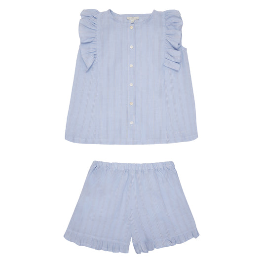 PIJAMA NIÑA  AZUL RAYAS