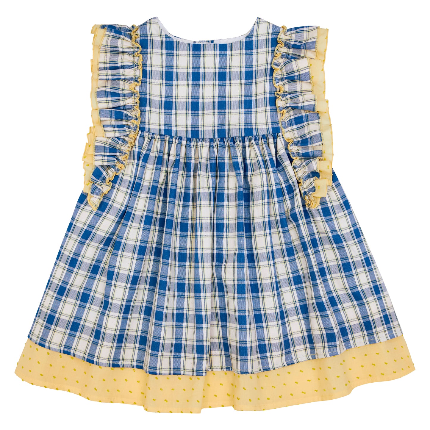 VESTIDO CUADROS AZUL CON AMARILLO