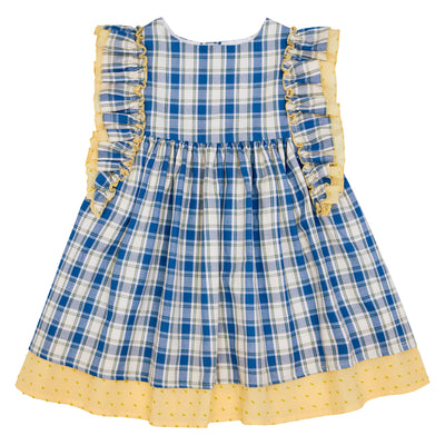 VESTIDO CUADROS AZUL CON AMARILLO
