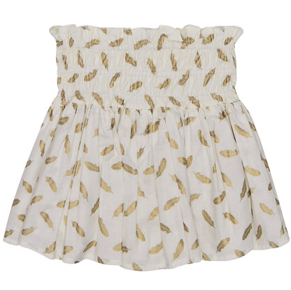 CONJUNTO BLUSA Y FALDA SHORT PLUMAS