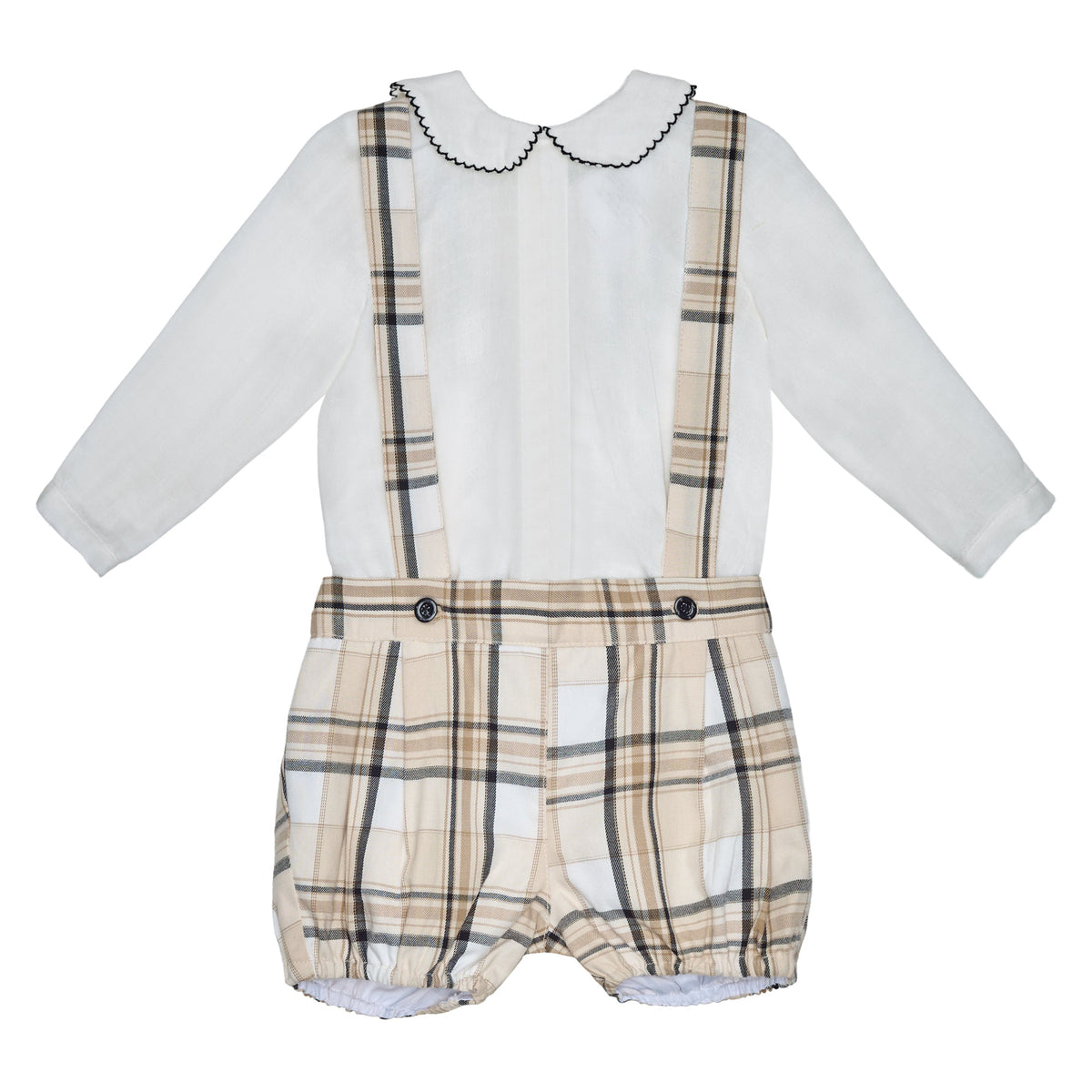 CONJUNTO SHORT CON TIRANTES CUADROS Y CAMISA