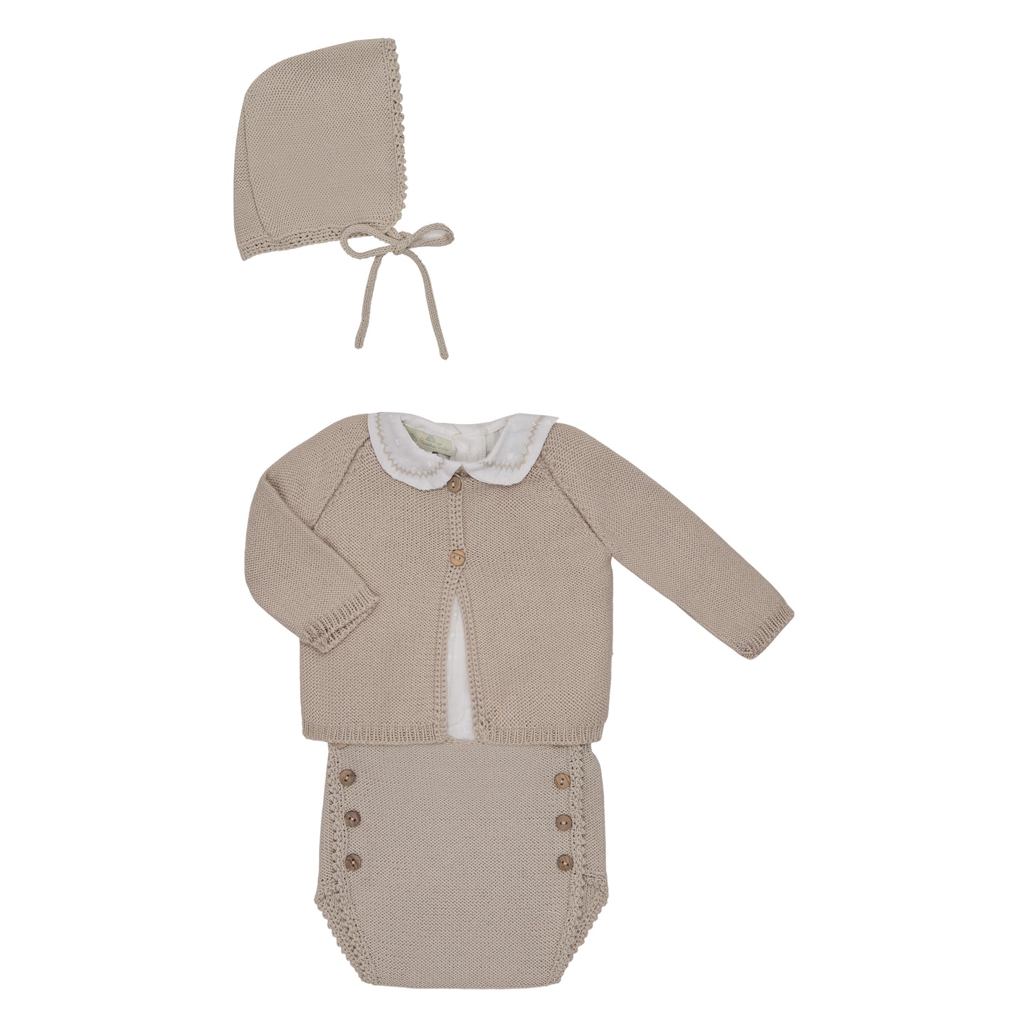 CONJUNTO 4 PIEZAS PUNTO BEIGE