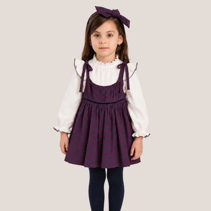 CONJUNTO VESTIDO CUADROS TIRANTES  Y BLUSA
