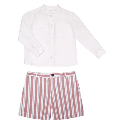 CAMISA CUELLO MAO Y BOLSAS BLANCA