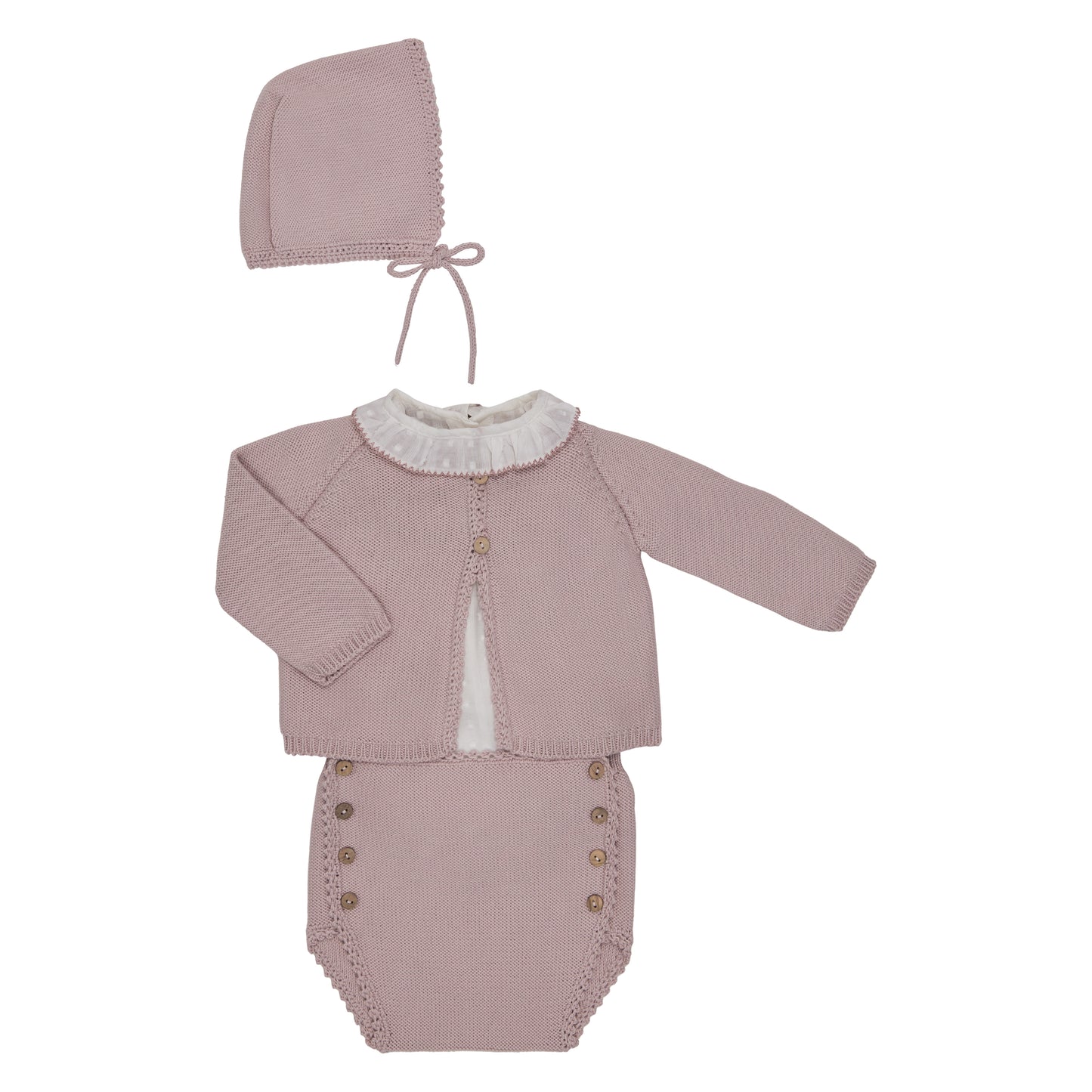 CONJUNTO 4 PIEZAS PUNTO ROSA