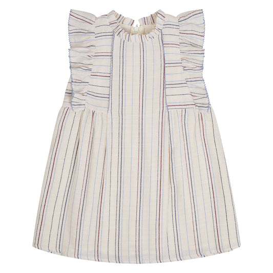 VESTIDO RAYAS HUESO VINO