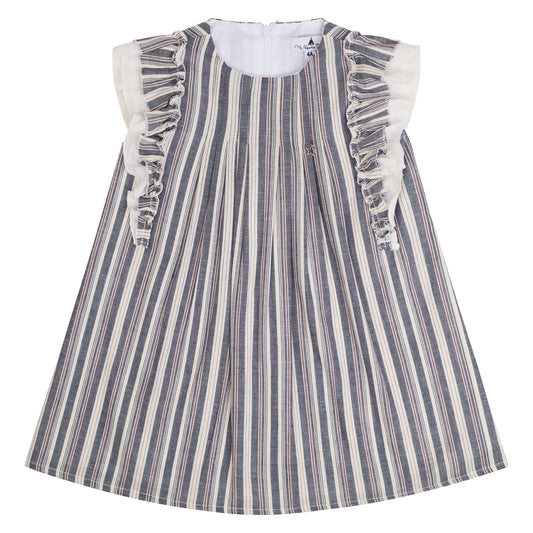 VESTIDO RAYAS AZUL ROJO