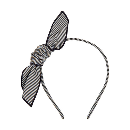DIADEMA NUDO RAYAS GRIS