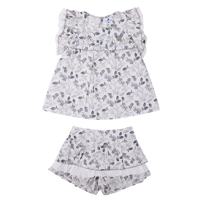 CONJUNTO BLUSA Y SHORT HOJAS GRIS